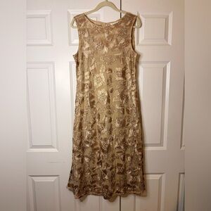 Sundance Floral Jacquard Sleeveless Dress in Gold
